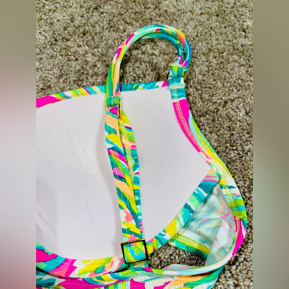 Lily Pulitzer bikini 2 4 tropical underwire pink teal yellow - Picture 7 of 8